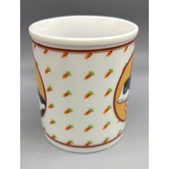 Vtg Porcelain Bunny Carrot Print Mug Coffee Tea - Picture 3 of 5